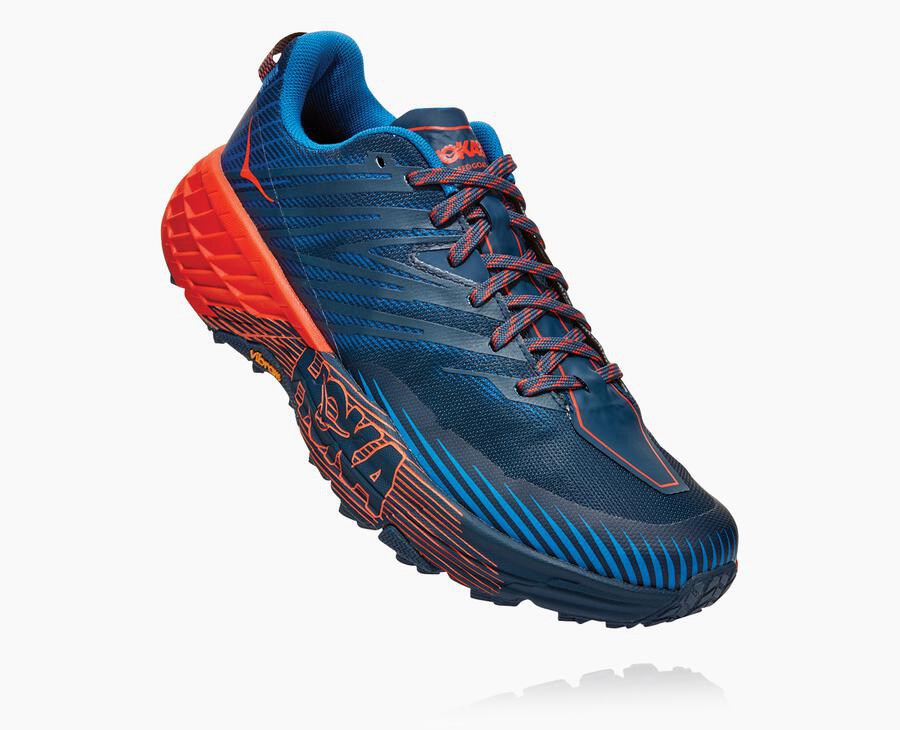 Hoka Mens Trail Shoes NZ - Hoka One One Speedgoat 4 Blue/Red (HRX497186)